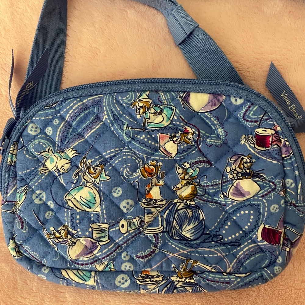 Vera Bradley Blue Quilted Pouch with Cartoon Print